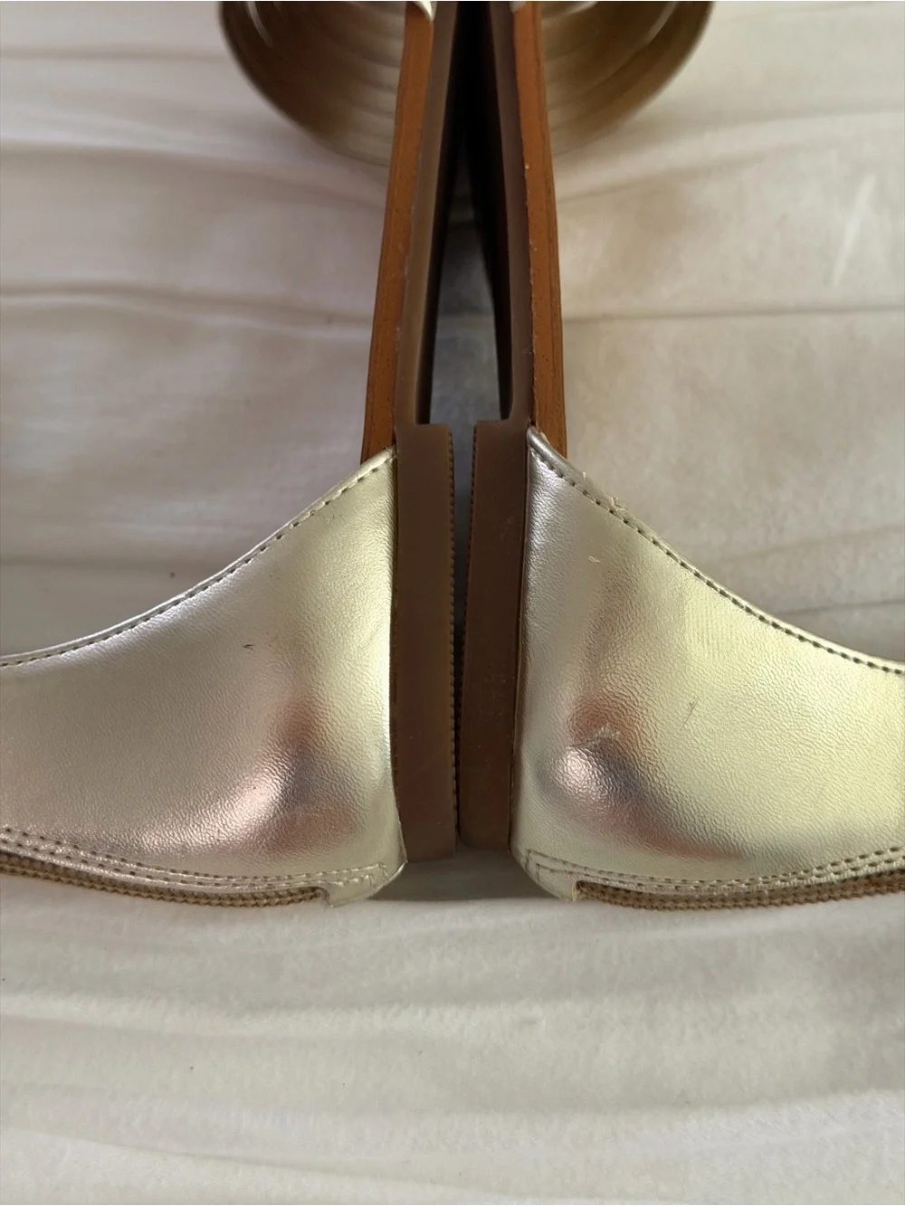BCBGeneration Metallic Gold Strappy Ankle Zip Sandals Size 7 New